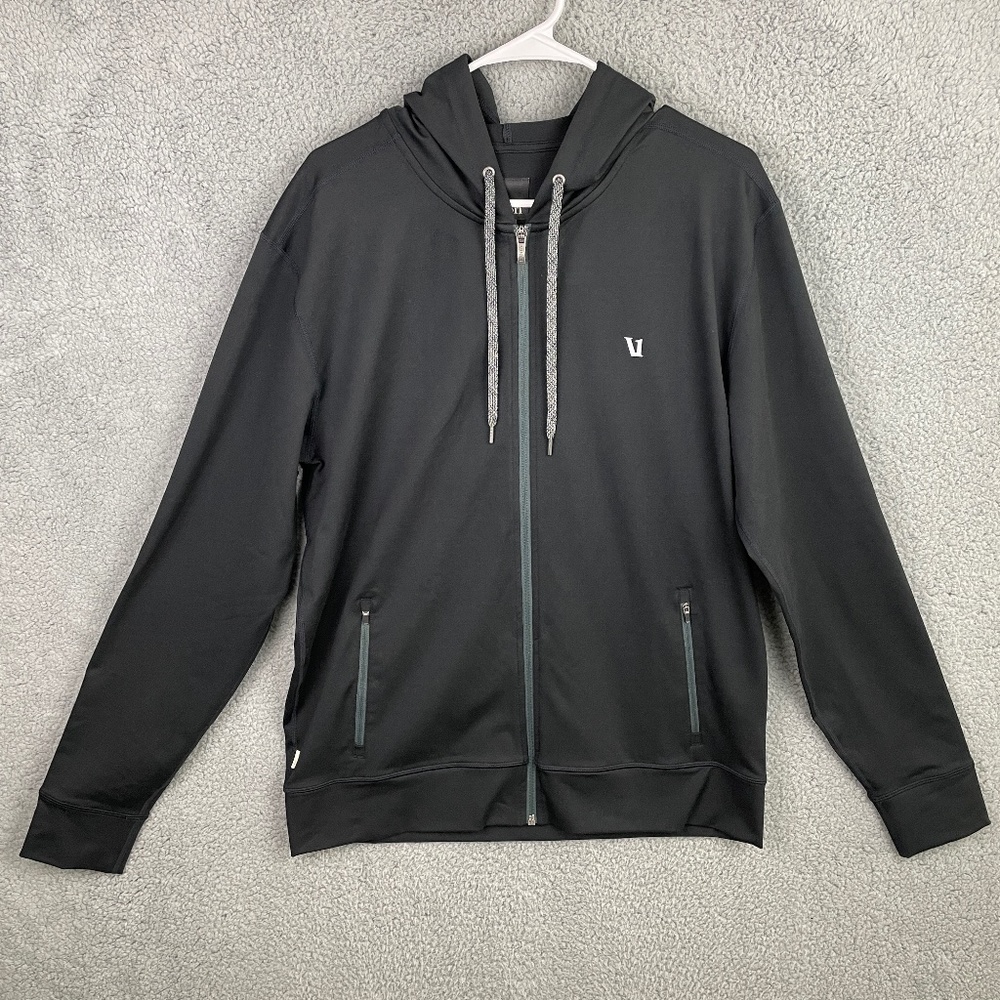 NWT VUORI Jackson Hoodie Mens L Black Athleisure Stretch Comfort Full Zip Pocket